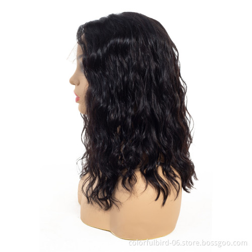 Natural Black Water Wave Wig with 13x4 Closure Transparent HD Lace closure human hair wig Lace Front Wig Peruvian Hair